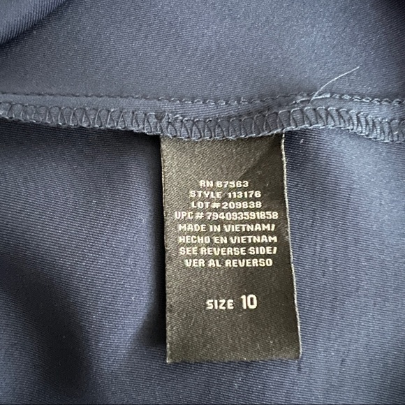 Evening gown by SLNY SZ 10 Navy Blue Beaded Shoulder Detail - Picture 5 of 6